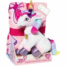 Jojo Siwa Unicorn Character Pillow  Throw Set