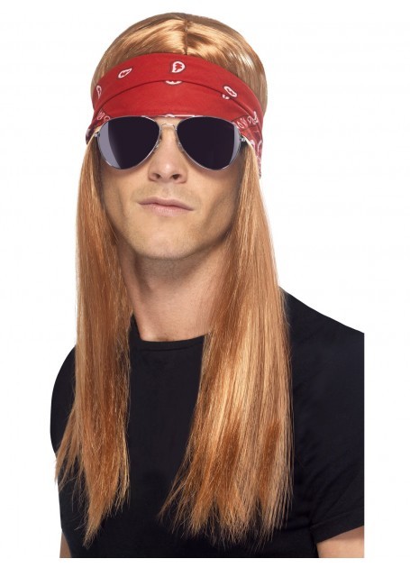 Axl Rose Wig Glasses Bandana 80's 90's Rocker Guns N Roses
