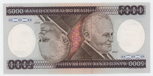 Brazil 5000 Cruzeiros ND 1981-1985 Pick 202.c UNC Uncirculated Banknote