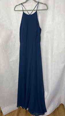 Jenny Yo Womens Maxi Dress Blue Sleeveless Backless Size 16