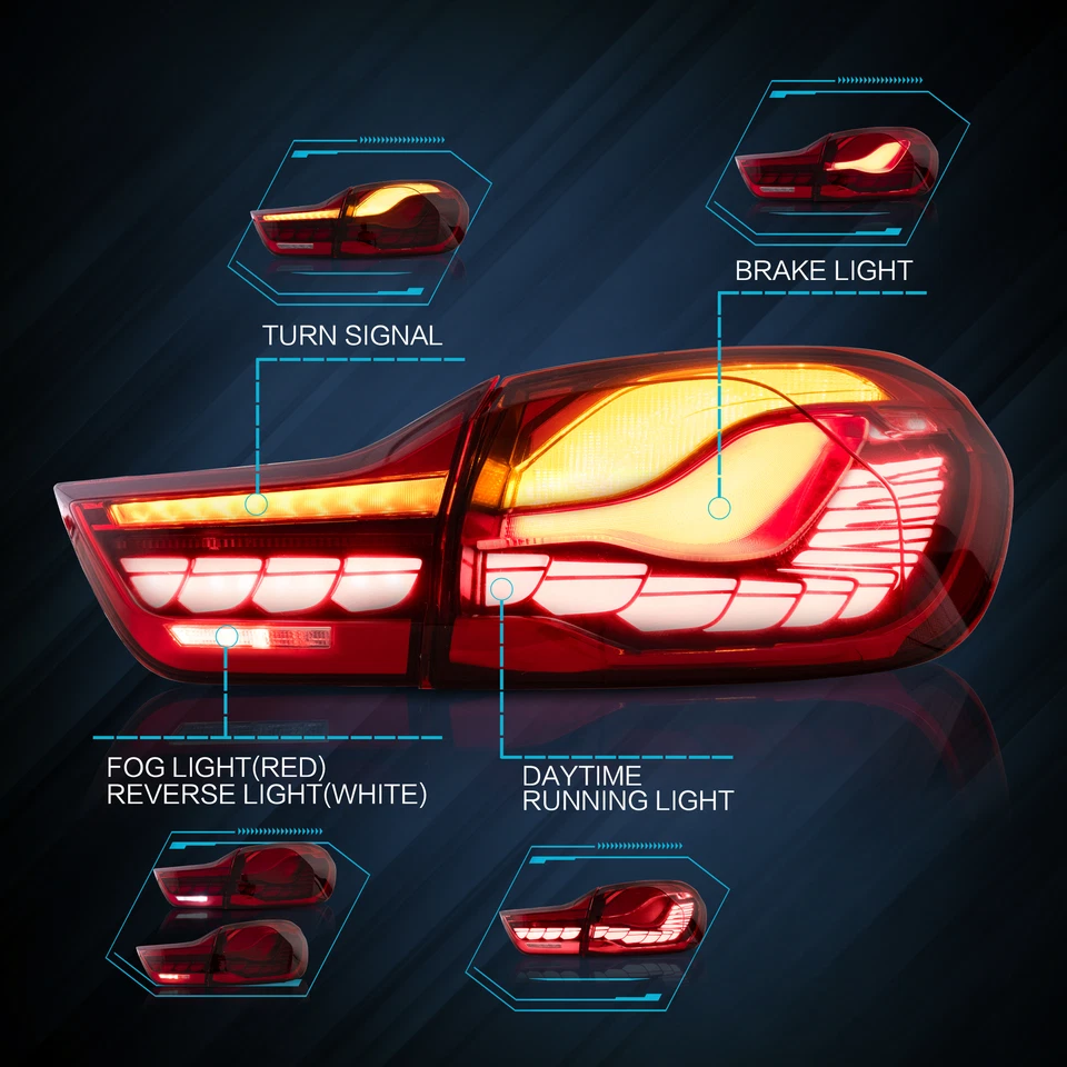 Par de luces traseras LED GTS ROJAS LAND para BMW M4 F32 F33 F36 F82 F83 4 series 14-20 Foto 3 de 4