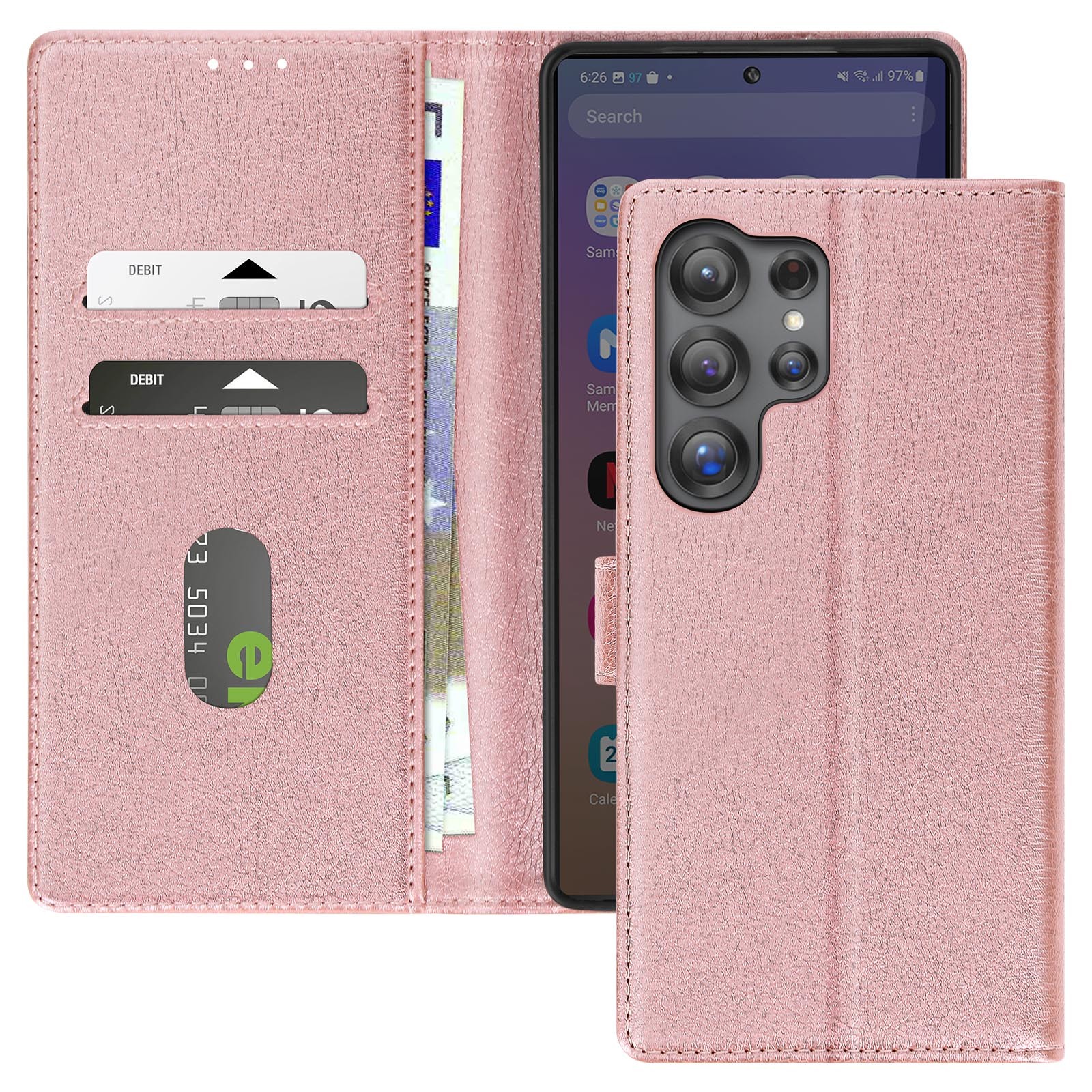 Housse Samsung S25 Ultra antichoc à clapet aimanté et rangements de cartes