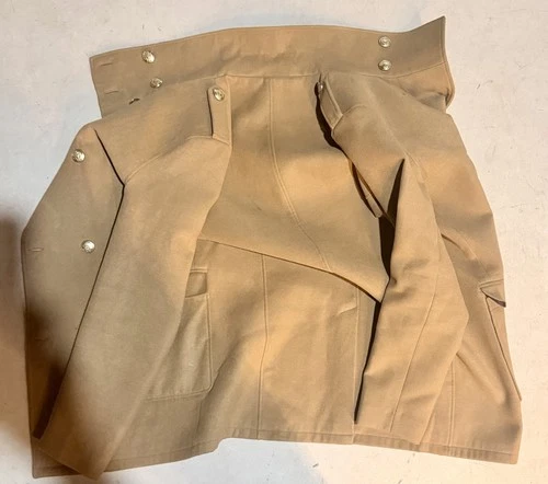 GUESS Marciano Camel Double Breasted Coat Men L Gold Crest Buttons Long Wool-Loo image 2