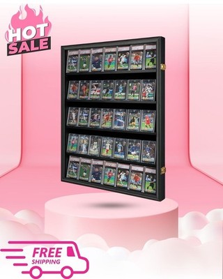 35 Graded Sports Card Display Case UV Protection Lockable Wall Cabinet Black | eBay 35 Graded Sports Card Display Case UV Protection Lockable Wall Cabinet Black | eBay