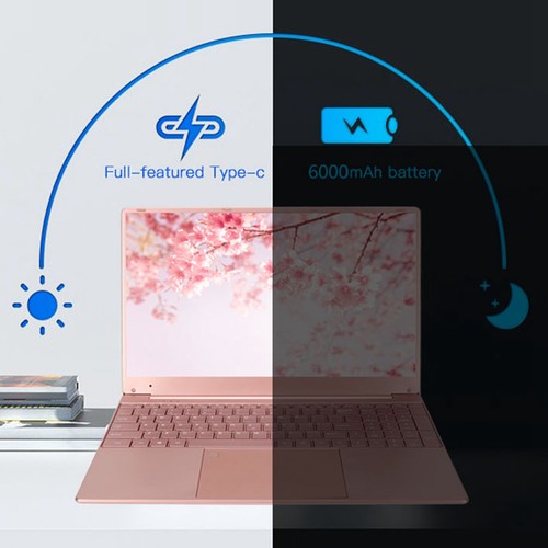 15.6in Laptop For N5095 CPU For Win11 Pink Laptop With Fingerprint Keypad B GDB - Picture 2 of 13
