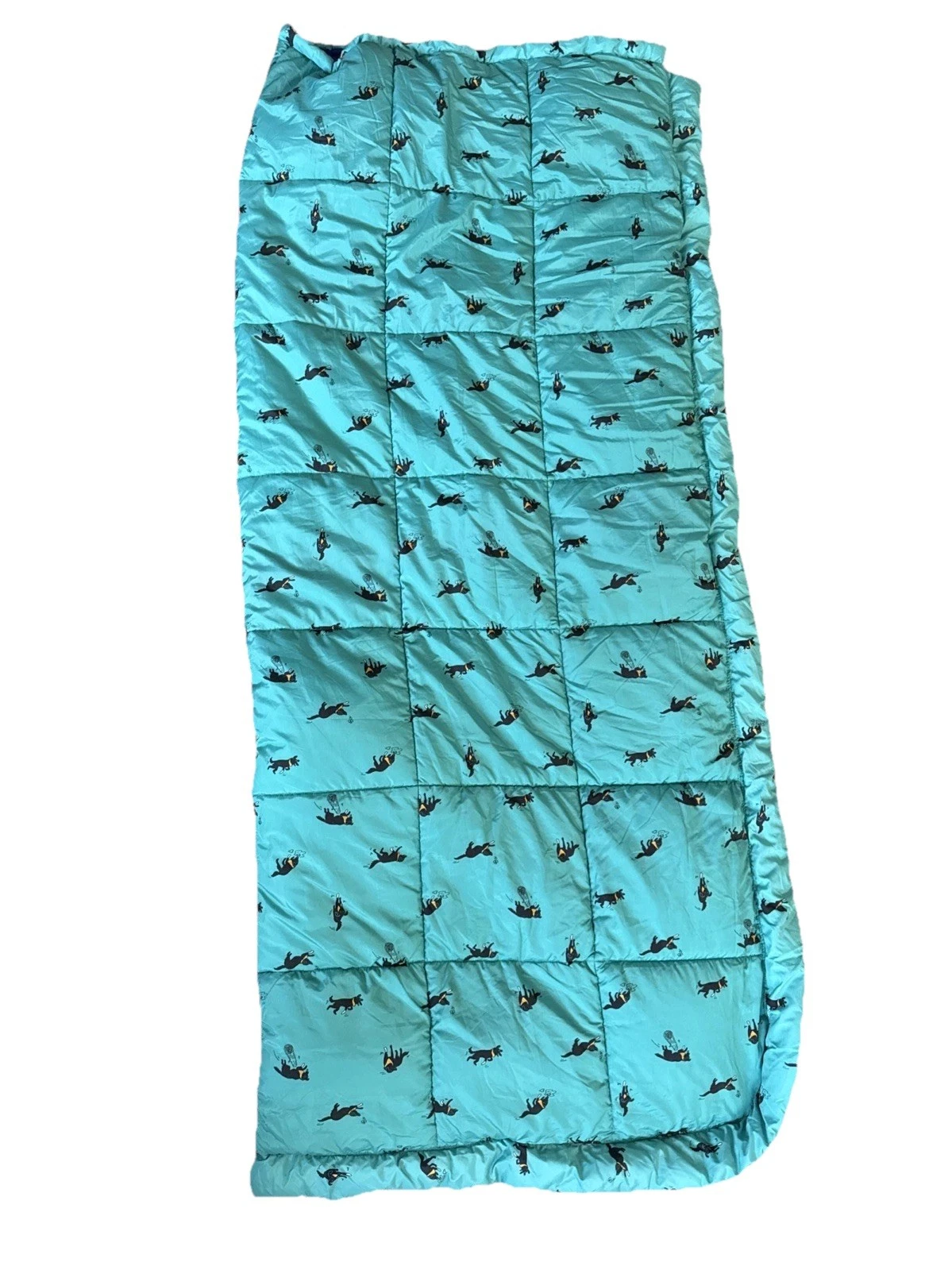 REI Co-op Kindercamp 40 Degree Sleeping Bag Kids Black Dog Print Teal Purple