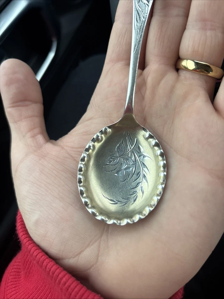 Sterling Silver Gilt Aesthetic Period Spoon A.F Burbank & Co 1800s Antique 8" - Image 3 of 4
