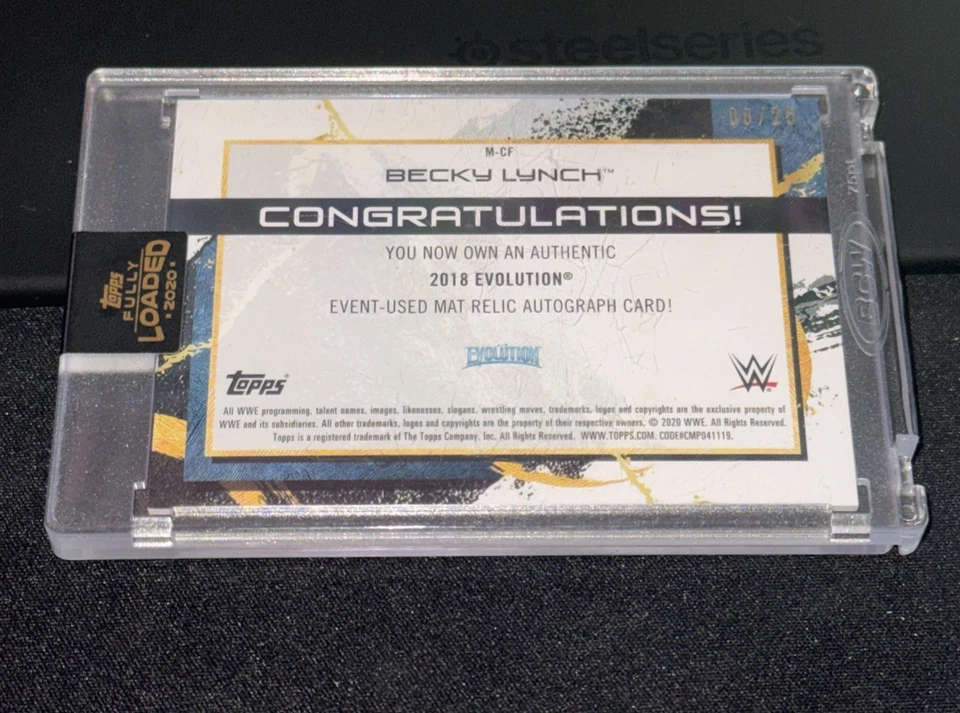 2020 WWE Fully Loaded BECKY LYNCH Purple Mat Relic Autograph /25 #M-CF - Image 2 of 2