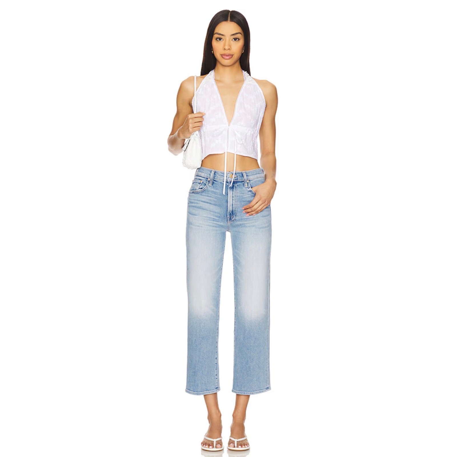 Mother The Rambler Zip Ankle Jeans Straight Leg Going Dutch Blue Size 34 NWT