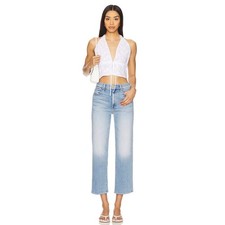 Mother The Rambler Zip Ankle Jeans Straight Leg Going Dutch Blue Size 34 NWT