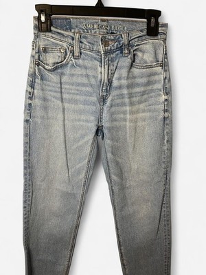 American Eagle High Rise Skinny Jeans Slim Fit Light Wash Blue Denim Womens 0