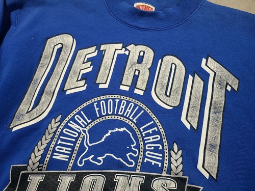Vintage 90s Detroit Lions Nutmeg Crewneck Blue Sweater Medium - Picture 6 of 6