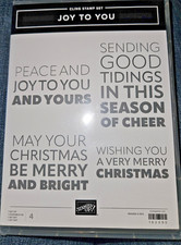 Stampin Up Retired Cling Acrylic JOY TO YOU Christmas Holiday Season Sayings