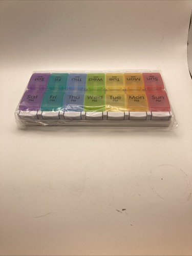 XL Pill Organizer Weekly 2 Times a Day, AM PM Pill Box Medicine Ez Open New - Picture 6 of 8