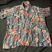 Vintage Penneys Hawaiian Shirt M rayon Japan aloha distressed holes 60  s 70  s
