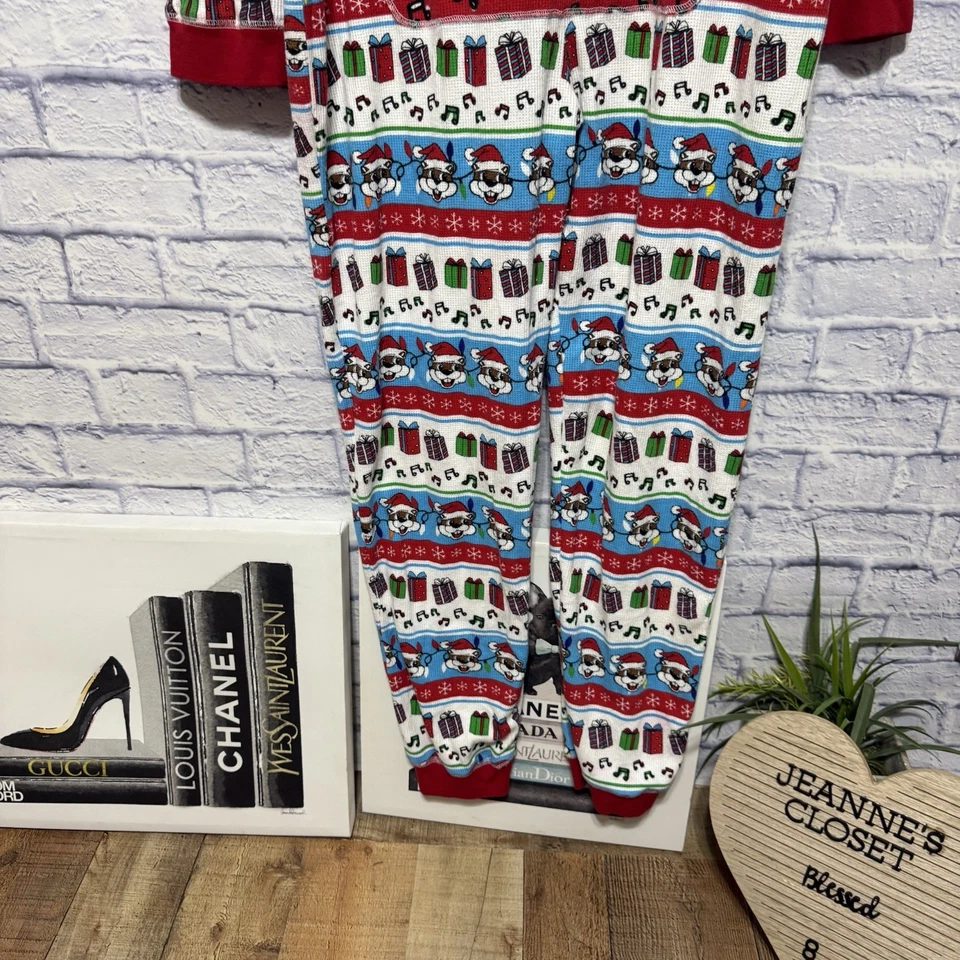 Вафли Buc-ee's вязаные рождественские в полоску цельные пижама бобр 3X хлопковая смесь - Изображение 2 из 4