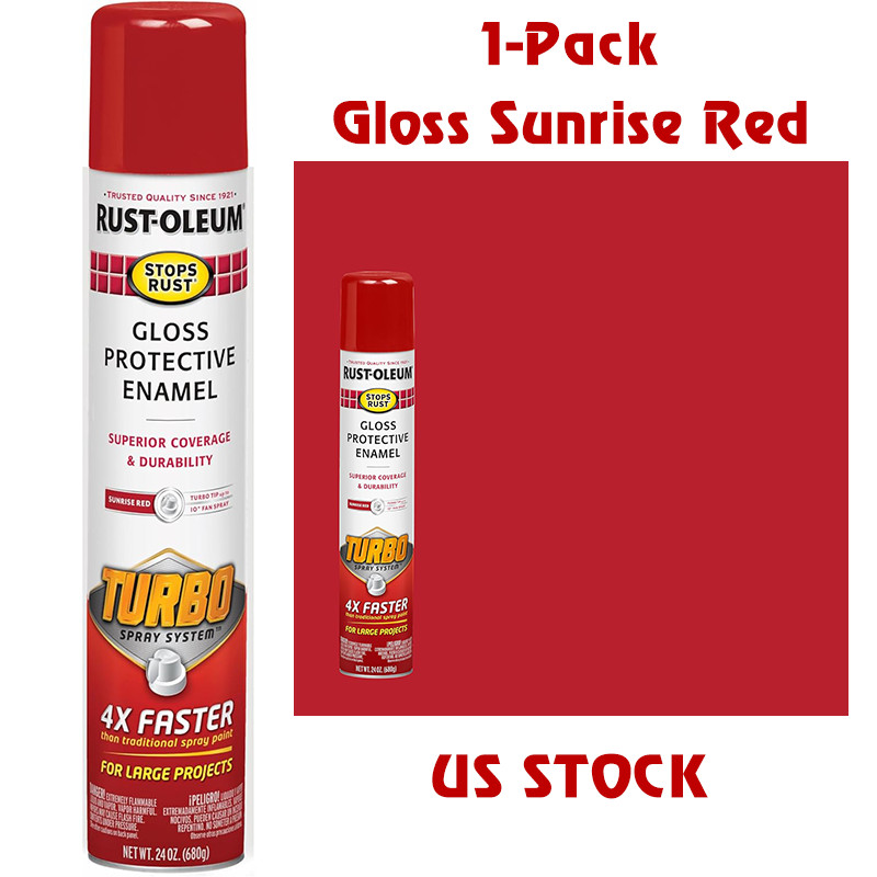 Rust-Oleum Stops Rust Turbo Spray Paint Gloss Sunrise Red Large Can High-Cover