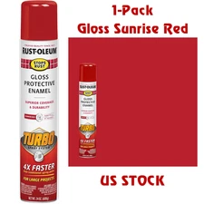 Rust-Oleum Stops Rust Turbo Spray Paint Gloss Sunrise Red Large Can High-Cover
