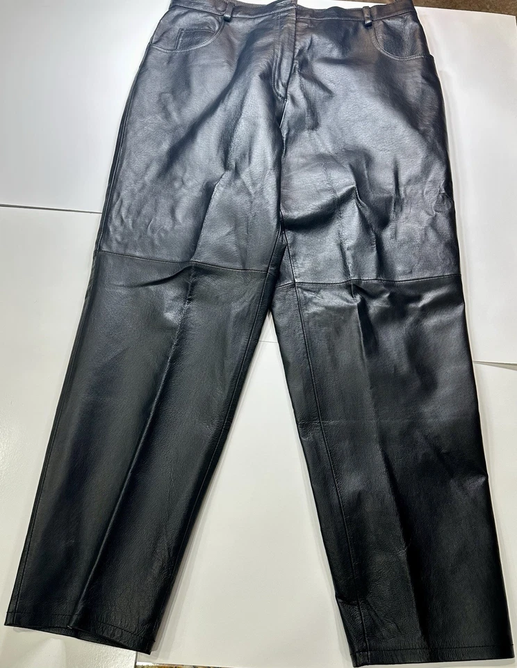 Vintage Metrostyle Black leather lined pants Trousers With Pockets VGUC Size 18 - Image 2 of 4