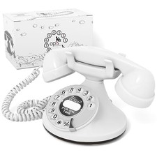 Opis Cable: A Vintage Landline Telephone, The Retro Phone Green FunkyFon White