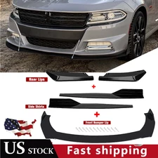 Front Bumper Lip Chin Spoiler Body Kit Splitter Side Skirt For Dodge Charger SR