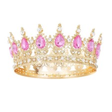Pink Queen Crown for Women Crystal Tiara Girl Rhinestone Wedding