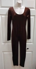 Brown Velvet Jumpsuit Long Sleeve Size Medium New