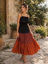 Anthropologie Seen Worn Kept Dress Womens Small Aletha Tiered Colorblock Maxi