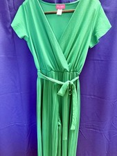 Mia Rose by Eloquii Green Pleated Wide Leg Jumpsuit 1X Emerald Holiday Party