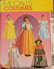 McCall's 2856 Girls Snow White Rapunzel Cinderella Bella Costume Pattern 2-3-4