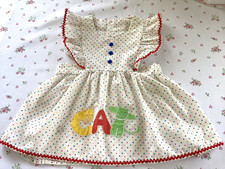 Vintage Toddler Polka Dot Pinafore dress  Cat   1950  s 12-18 mo.