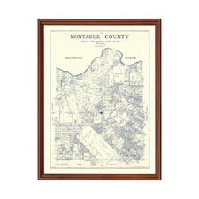 Old Map of Montague County, TX 1924 - Vintage Texas Art
