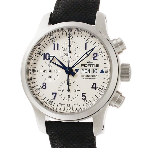 FORTIS B-42 CHRONOGRAPH 635.10.141.3 SILVER DIAL 42MM AUTOMATIC WATCH USED - Picture 1 of 6