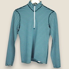 Patagonia Capilene 3 Midweight Pullover Women Small Green White Wick Quarter Zip