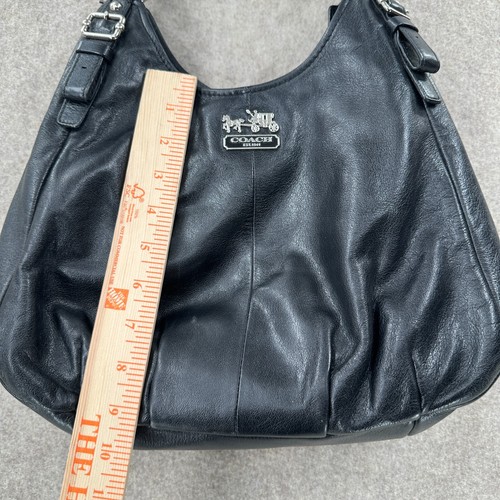 Coach Madison Pearlized Black Leather Maggie Hobo Shoulder Bag Purse Tote EUC - Picture 13 of 14