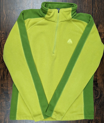 NIKE Jacket ACG Therma Fit Quarter Zip Fleece Liner Yellow Green Medium VTG