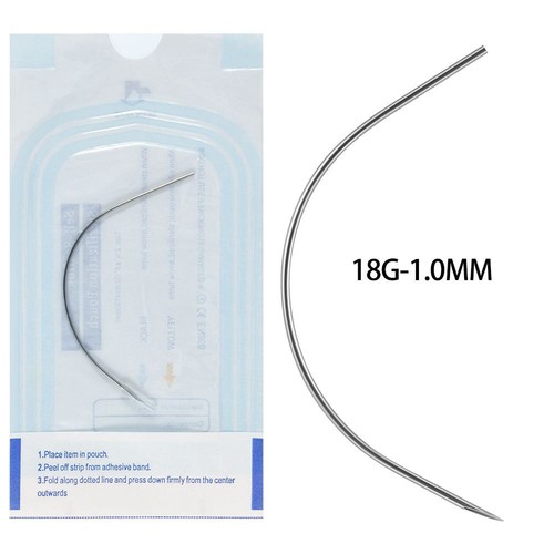 15Pcs Disposable Stainless Steel Curved Piercing Needles Ear Nose Belly 14G-20G - Picture 12 of 14