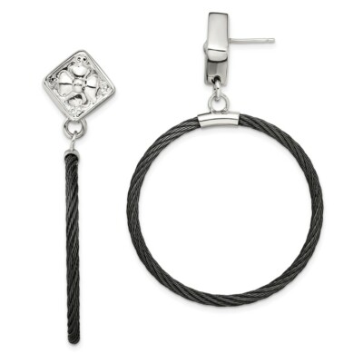 Edward Mirell Ohrhänger schwarz Ti Kabel und Sterlingsilber Ohrstecker