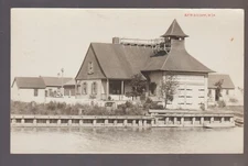 Kewaunee WISCONSIN RPPC c1910 LIFE SAVING STATION U.S. Coast Guard Lake Michigan
