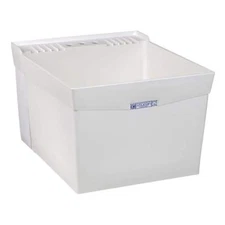 Utility Washing Tub Sink 20 in x 24 in Wall Mount 24 in. Pull-Out Faucet White