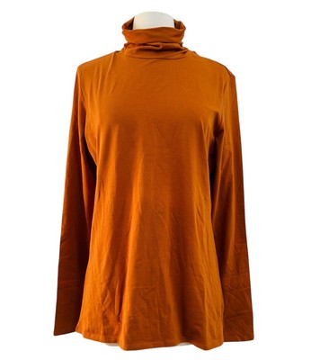 Peruvian Connection Extreme T Neck Womens SZ LG Long Sleeve Pima Whiskey NWT