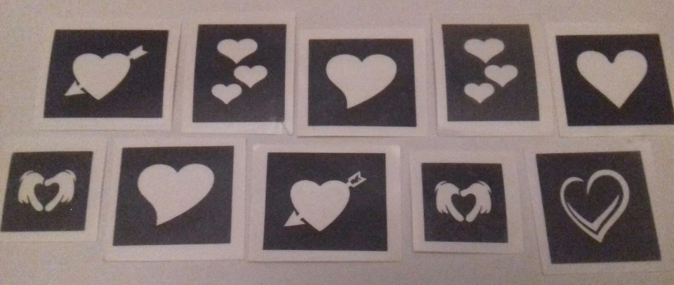 30 mini stencil tema cuore per acquaforte vetro hobby regalo incisione San Valentino amore