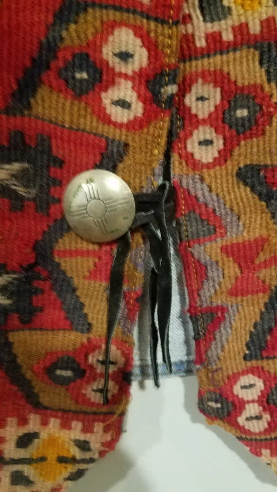 NEW/Vintage Jensen & Smith Turkish Kilim / Denim Vest. XL - Image 2 of 4