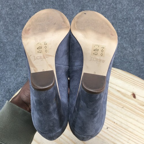 J Crew Heels Womens 9 Etta Casual Slip On Block Heel Pumps Blue Suede Leather - Picture 12 of 16