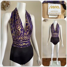 1990s Sirena Halter One Pc Swimsuit Aztec Celestial Resort Surf Cabana 80s VTG