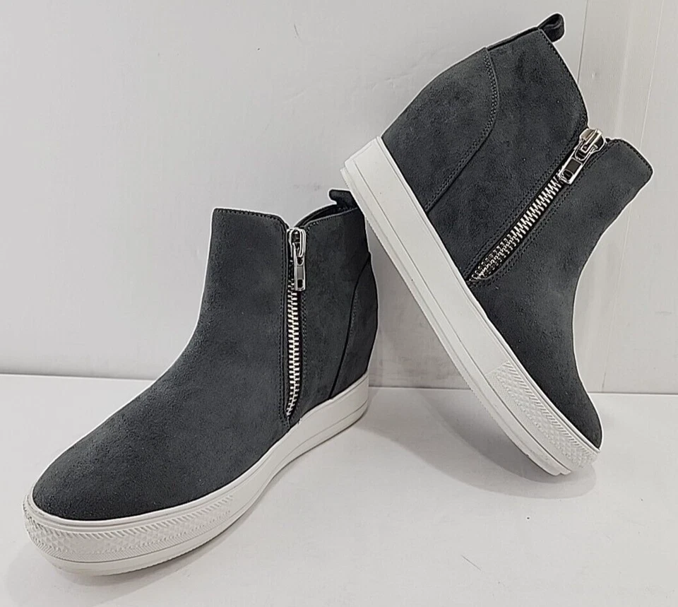 Monroe & Main womens 3" hidden wedge zip sneaker shoe size 8 M gray display NEW - Image 4 of 4