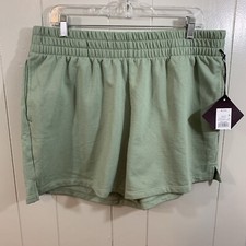Ava  Viv Green Plus Soft Fleece Pockets Elastic Waist Comfort Shorts X 14W NEW