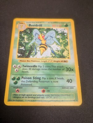 Beedrill 017/102 Base Set (Shadowless) Regular - LP Excellent Condition ...