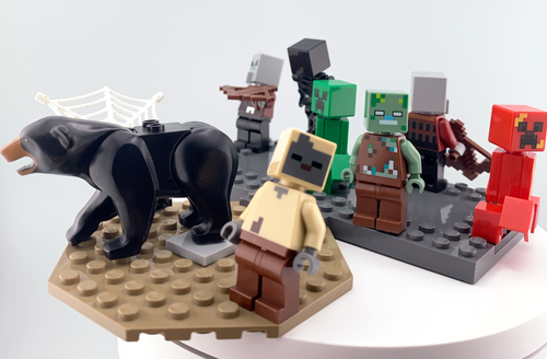 Minecraft Monsters Lot Zombie Black Bear Skeleton Spider Exploding Creeper Husk