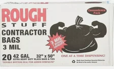 Rough Stuff 42 Gallon 3 Mil Contractor Bags 1 Box 20 Bags